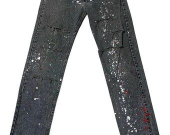 Jeans Levi's vintage anni '80 con motivo a schizzi di vernice invecchiati