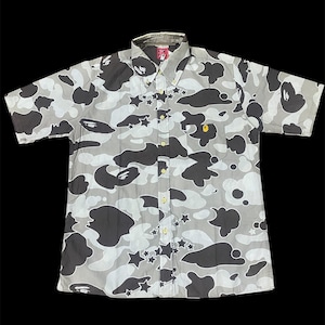 Vintage 00s A Bathing Ape NIGO 1st Camo Bape Sta Army Style Single Pocket Button Up Shirt