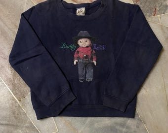 Felpa vintage con stampa iconica di Buddy Lee degli anni '90