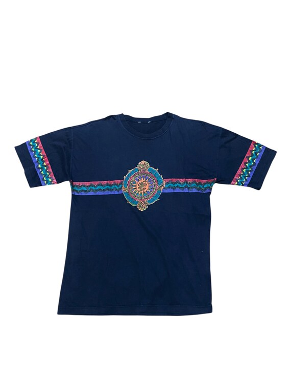 Vtg 90s Versace Sport Sun Tribe Artwork Reggae Medusa Shirt