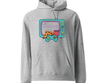 Oversized Hoodie: Retro Gaming, Pizza, Soda Grafik Print