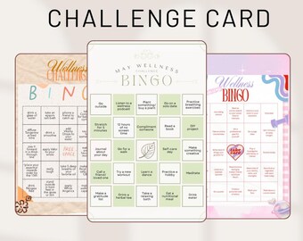 Afdrukbare wellnessbingo-uitdagingskaart: mindfulness-activiteit, stappenplan gezondheidsgroei (pdf, png)