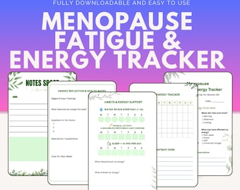 Vermoeidheids- en energietracker voor de menopauze | Pdf-bestand vitaliteit vitaliteit | Hormonale uitputtingsdagboek | Grootboek chronische burn-out | Perimenopauze-boek