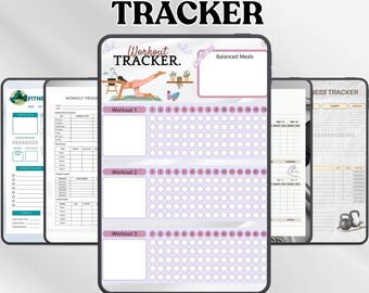 Afdrukbare workouttracker | Gym- en thuisfitnesslogboek (pdf, png, a4, Letter-formaat)