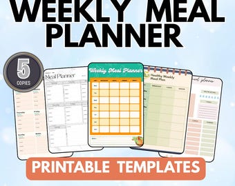 Afdrukbare sjablonen voor wekelijkse maaltijdplanner: voedingsblauwdruk (PNG, pdf)