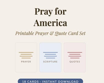 Bid voor Amerika afdrukbare kaartenset | 18 kaarten | Offertekaarten gebedsteksten | 250e verjaardag Amerika 2026 | Pdf direct downloaden