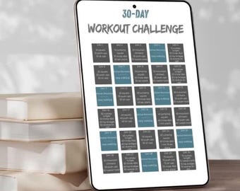 30-daagse workout-uitdaging afdrukbaar | Fitnesstracker (pdf, downloadbare png-bestanden)
