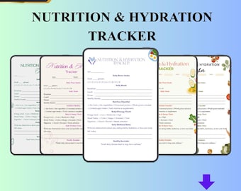 Nutrition Hydration Tracker: dagelijks welzijnslogboek (A4-brief, pdf, png)