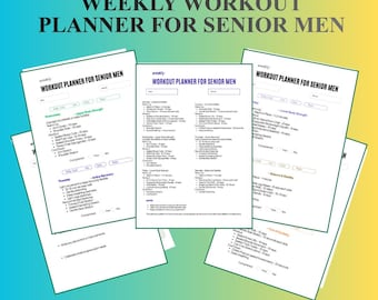 Wekelijks fitnessschema senioren heren | Handleiding voor krachttraining voor ouderen | Gids voor actief ouder worden voor mannen | Pdf-bestand voortgangsplanner Silver Gym