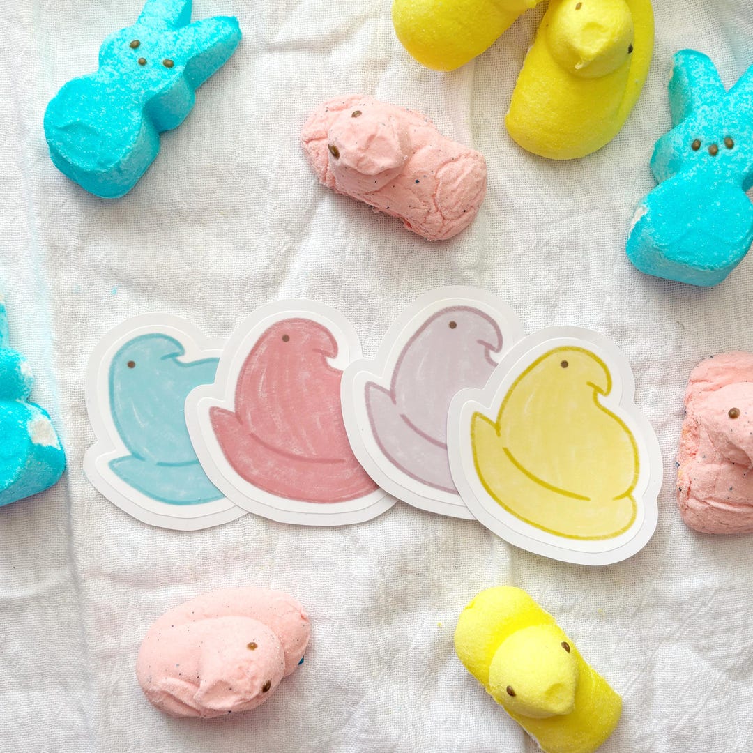 Chick Marshmallow Stickers: Easter Vinyl Stickers- Set of 4 - Etsy