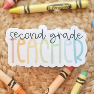 2nd Grade Teacher Sticker: Rainbow Letter Vinyl Sticker
