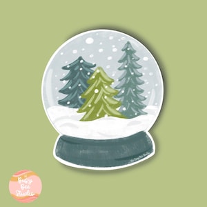 Winter Snow Globe Vinyl Sticker: Hand-Drawn Christmas Vinyl Sticker