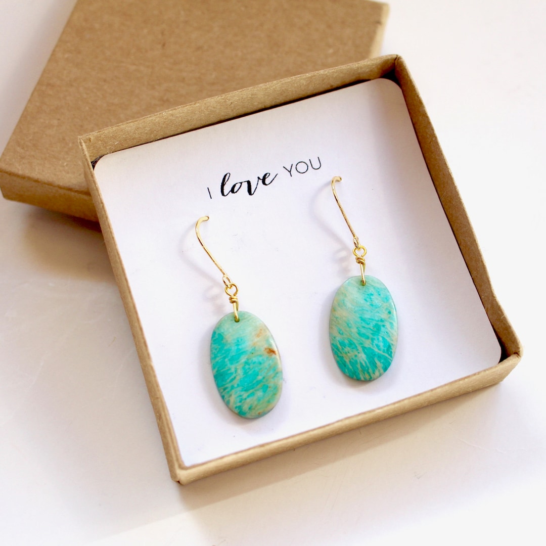 Amazonite Earrings Gold Earrings Earrings Madagascar - Etsy
