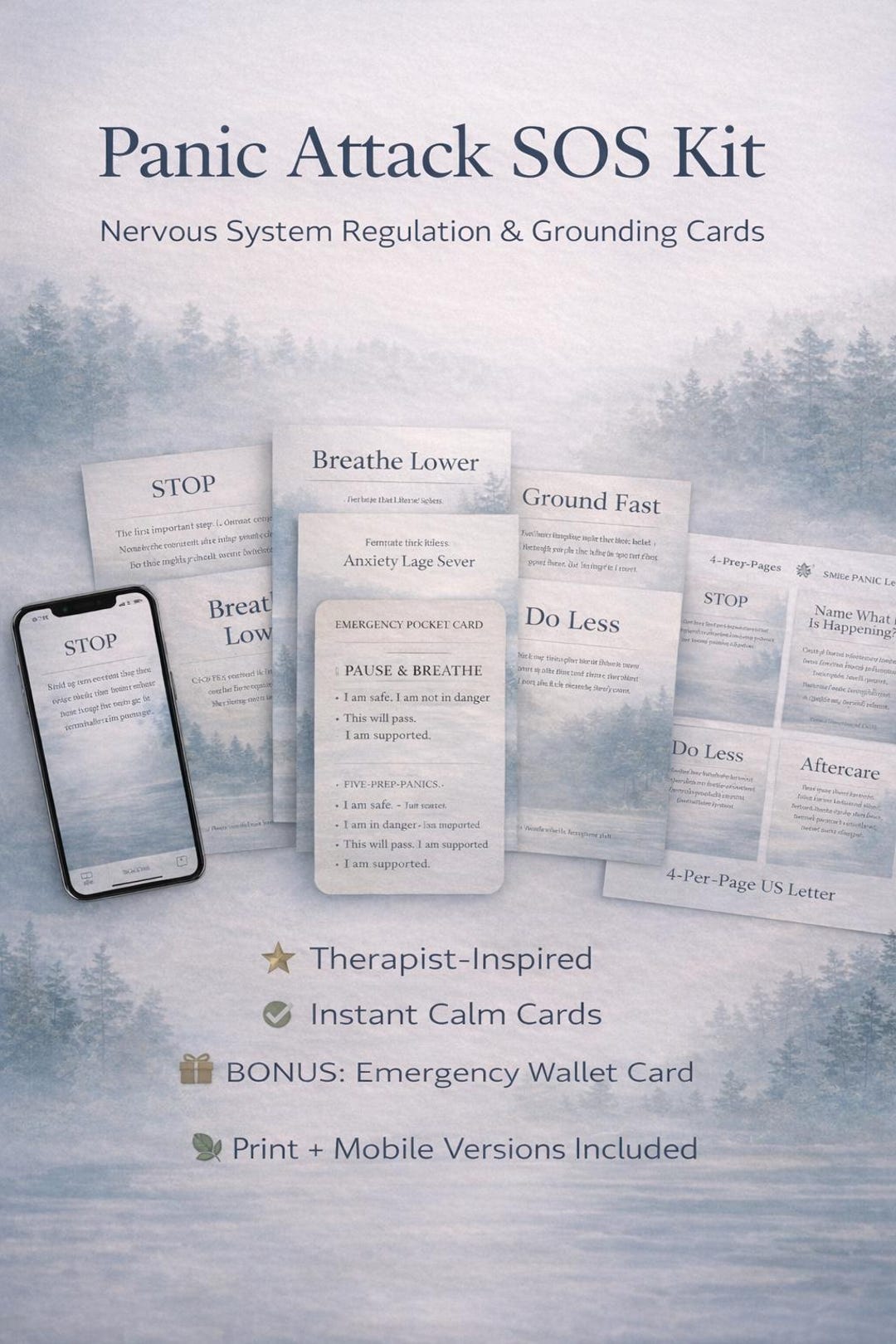 Panic Attack Relief Cards Printable, Anxiety Grounding Cards, Calm Down ...
