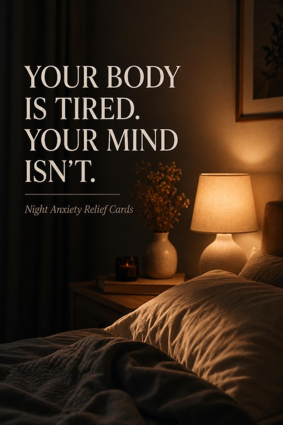 Night Anxiety Relief Cards |Sleep Anxiety Support | Calm Racing Thoughts Before Bed | Sleep Affirmation Cards |Nervous System Regulation PDF