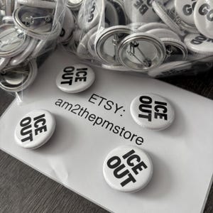 1 Ice Out pin SHIPS NEXT DAY In Hand Real Photos Pinback Golden Globes Grammys Protest Be Good 1.25” Renee Alex Pretti anti ice