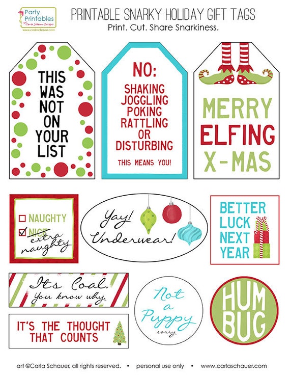 FREE Funny Printable Christmas Gift Tags For Family or Friends