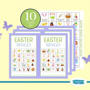 Printable Easter Bingo Game Cards, 10 Cards, 5x5, Easter Party Activity for Kids, Teens, Adults, Seniors, Class, Small Group, Spring Bingo image 1