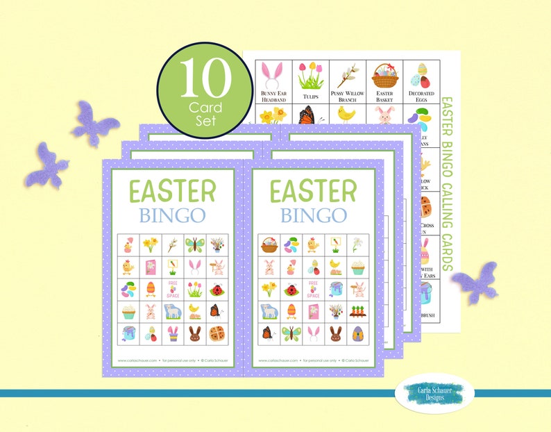 Printable Easter Bingo Game Cards, 10 Cards, 5x5, Easter Party Activity for Kids, Teens, Adults, Seniors, Class, Small Group, Spring Bingo image 1