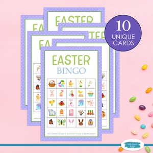 Printable Easter Bingo Game Cards, 10 Cards, 5x5, Easter Party Activity for Kids, Teens, Adults, Seniors, Class, Small Group, Spring Bingo image 5