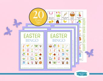 Tarjetas de bingo de Pascua, 20 tableros de bingo imprimibles, actividad de Pascua para niños, adolescentes, adultos, juego de fiesta de primavera, aula, exploradores, centro para personas mayores