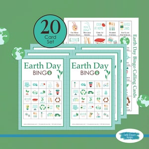 Tarjetas de bingo del Día de la Tierra, 20 tableros de bingo imprimibles, Actividad del Día de la Tierra para niños, adolescentes, adultos, juego de fiesta, aula, exploradores