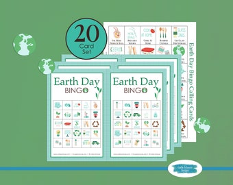 Earth Day Bingo Cards, 20 Printable Bingo Boards, Earth Day Activity for Kids, Teens, Adults, Party Game, Classroom, Scouts