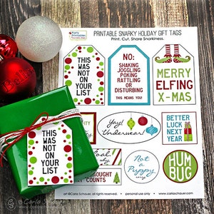 Snarky Weihnachtsgeschenkanhänger, lustige Weihnachtsgeschenkanhänger, druckbare Geschenkanhänger, druckbare Weihnachtsanhänger, Geschenkverpackung unter 5