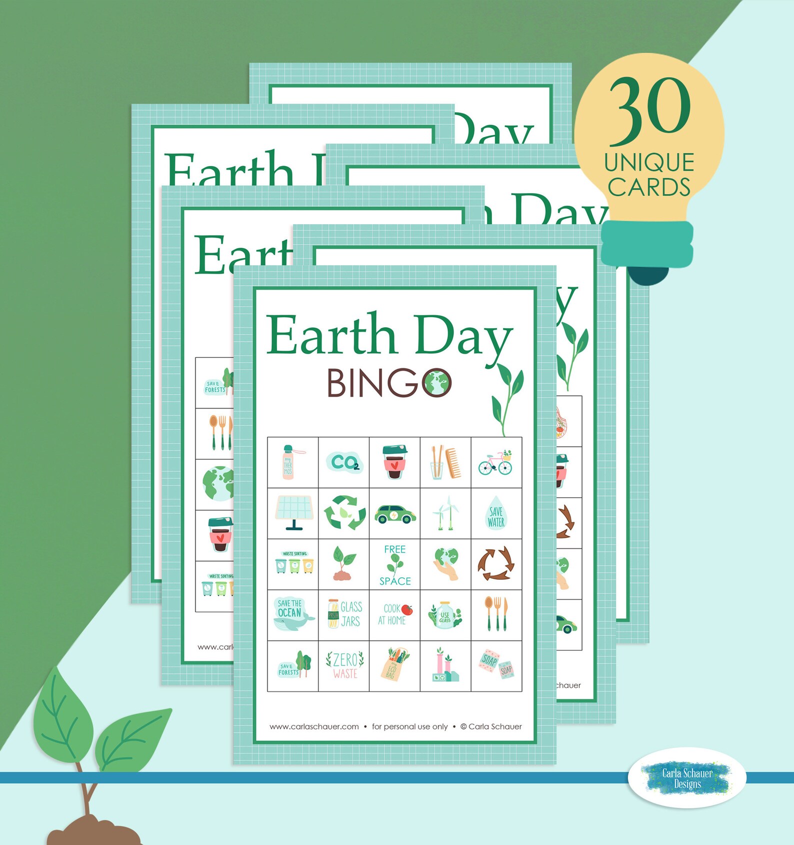 30 Printable Earth Day Bingo Sheets, Bingo Game for Classroom, Party ...