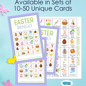Printable Easter Bingo Game Cards, 10 Cards, 5x5, Easter Party Activity for Kids, Teens, Adults, Seniors, Class, Small Group, Spring Bingo image 2