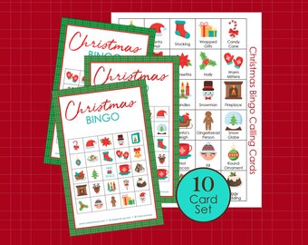 Printable Christmas Bingo Game Cards, 10 Cards, 5x5 Bingo, Christmas Game for Kids, Teens, Adults, Christmas Party Activity, Class, Family