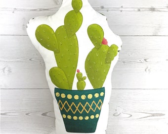 Prickly Pear Cactus Shaped Pillow, LARGE Cactus Plush Pillow, Boho Cactus Decor Pillow,  Stuffie, Succulent Throw Pillow, Plant Lover Gift