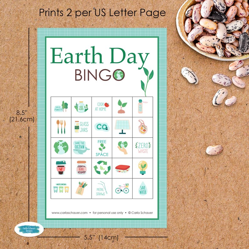 Printable Earth Day Bingo Boards, 50 Cards Set, Earth Day Game for Kids ...