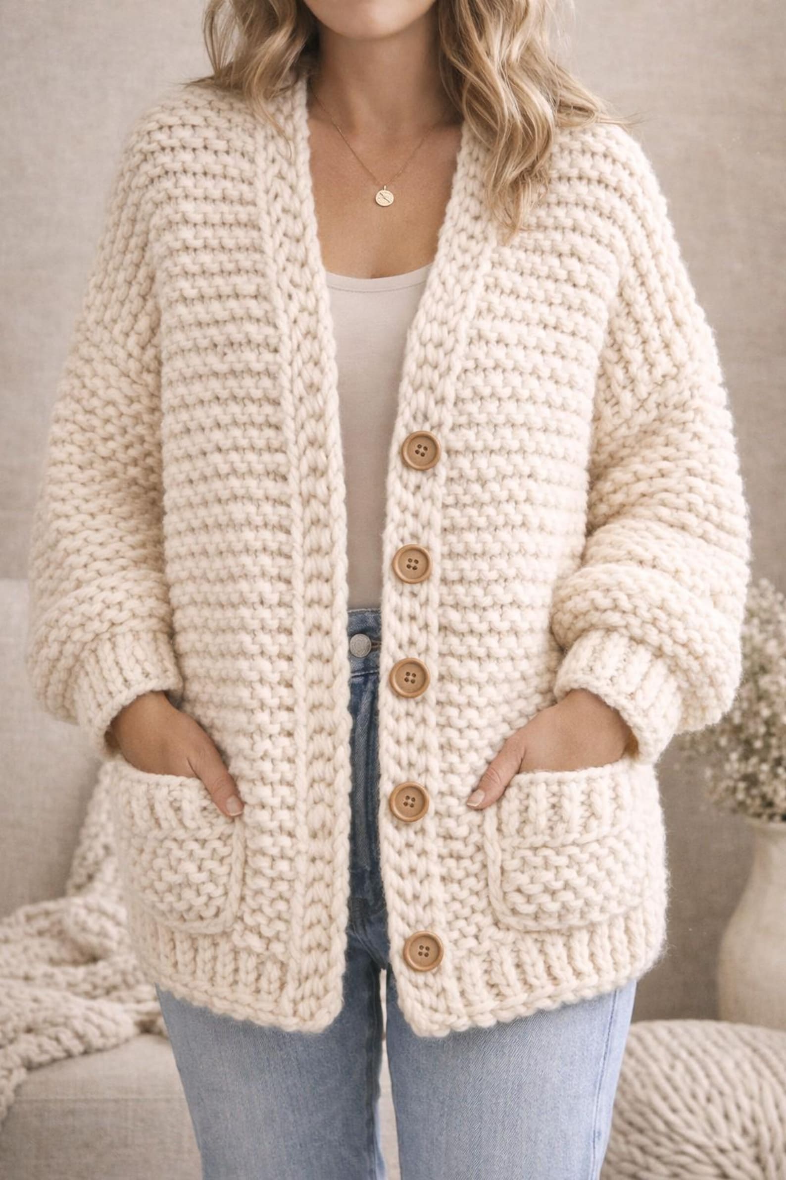 Chunky Knit Cardigan Pattern | Beginner Oversized Sweater (PDF Download ...