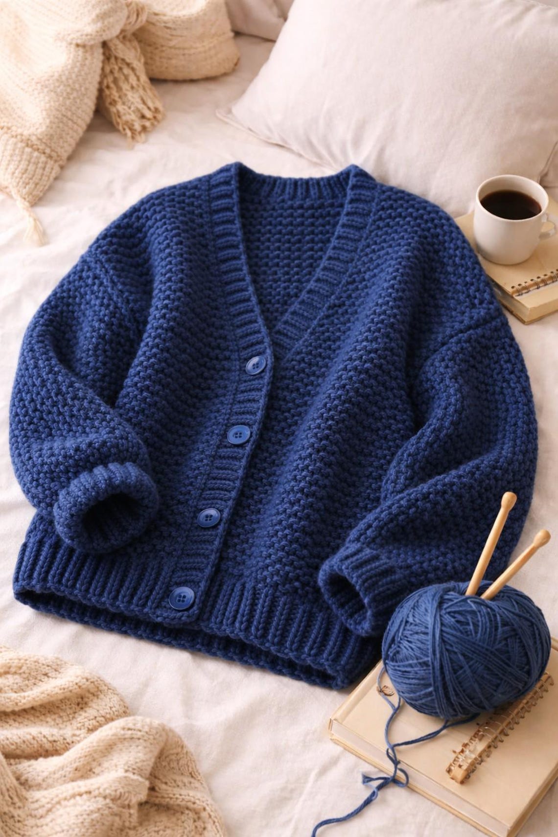 Chunky Knit Cardigan Pattern | Beginner Oversized Sweater (PDF Download ...