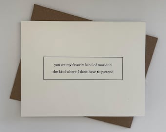 Homemade greeting card, original poem (favorite moment), blank inside