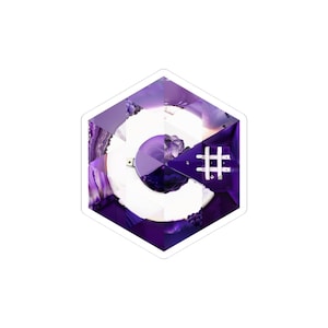 Pegatina hexagonal inspirada en C# / Arte de mosaico de programación .NET / Decoración para desarrolladores