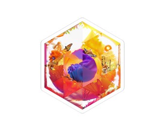 Sticker hexagonal inspiré de Firefox | Navigateur Mosaïque d'art | Décoration d'intimité