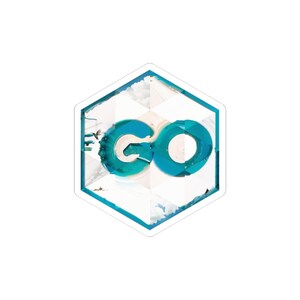 Go Inspiriert Sprache Sechseckiger Aufkleber | Golang Mosaik Kunst | Backend Designer Dekor