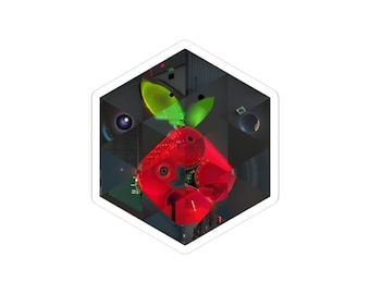 Pi-hole Inspired Hexagonal Sticker | Network Ad Blocker Mosaic Art | Raspberry Pi Decor