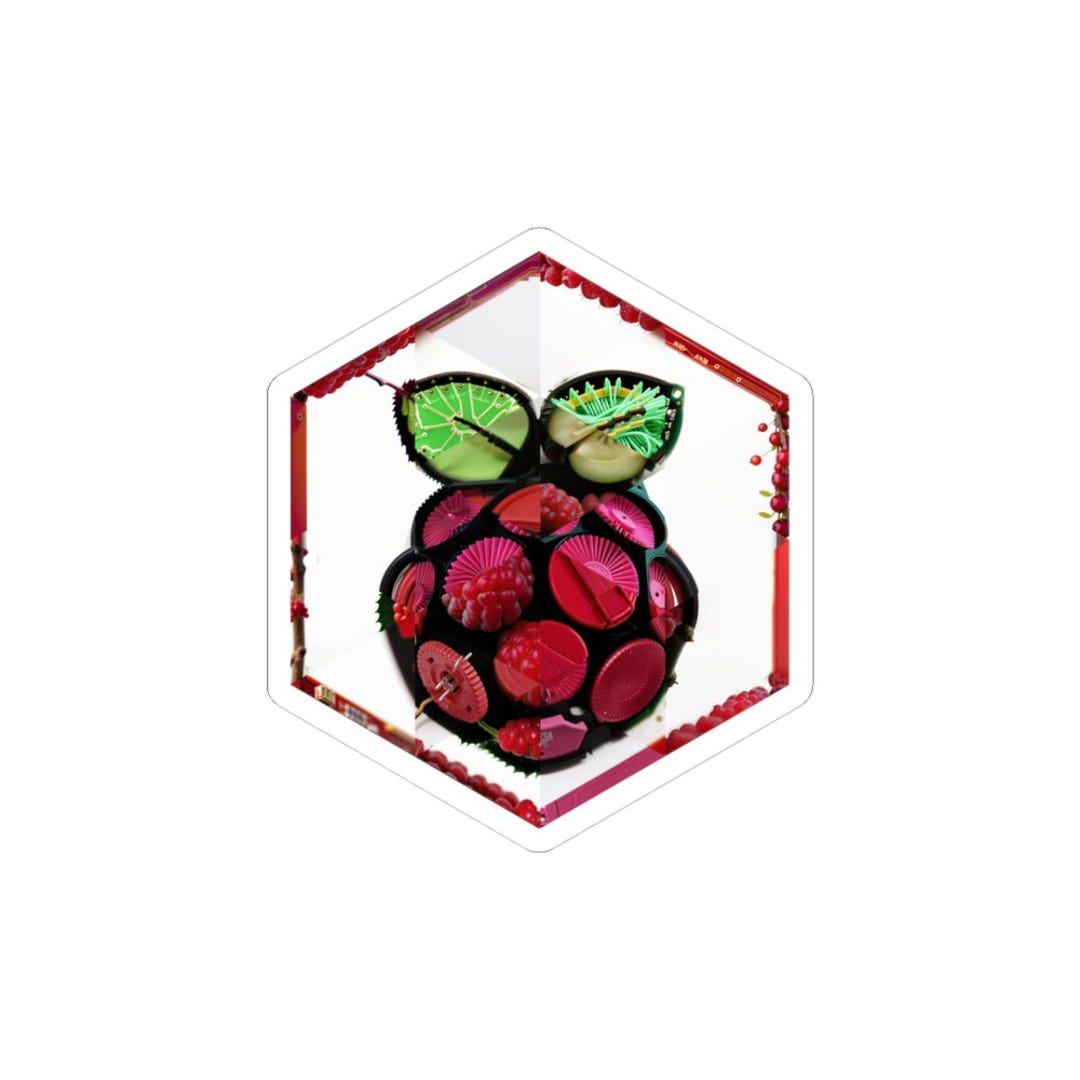 Raspberry Pie Sticker Raspberry Pi Inspired Hexagonal Sticker | Maker Board Mosaic Art | DIY ...