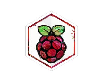 Naklejka sześciokątna inspirowana Raspberry Pi | Mozaika artystyczna z tablicy Maker | Dekoracje technologiczne DIY