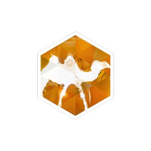 Op OCaml geïnspireerde zeshoekige sticker | Mozaïekkunst functioneel programmeren | Ontwikkelaarsdecor