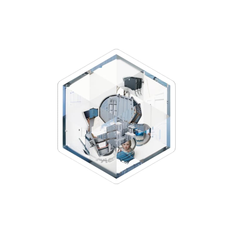 Docker Compose Inspired Hexagonal Sticker | Container Orchestration Mosaic Art | DevOps Decor image 1