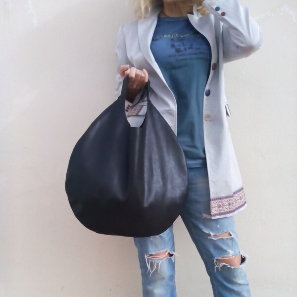 Hobo bag/ Leather hobo bag/ Black leather bag/ Shoulder bag