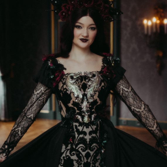 corset dress vampire Mermaid long velvet corset dress. Gothic, steampunk velvet dress, vampire dress 36 / Maroon