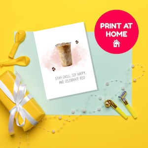 Iced Coffee Birthday Card | Printable 5x7 (PDF & PNG)