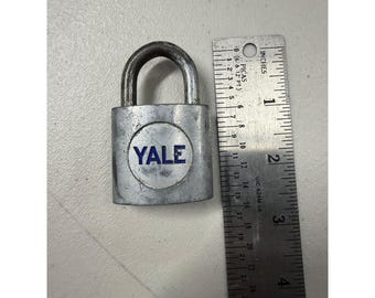 Vintage Yale Padlock Solid Metal Industrial Lock Blue Logo No Key 2.5 Inch