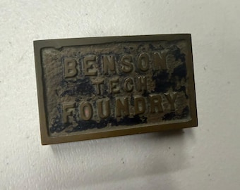Vintage Benson Tech Foundry Solid Brass Paper weight Portland Oregon Industrial
