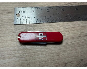 Vintage Bucyrus-Erie Advertising Pocket Knife Red Multi-Tool Scissors File
